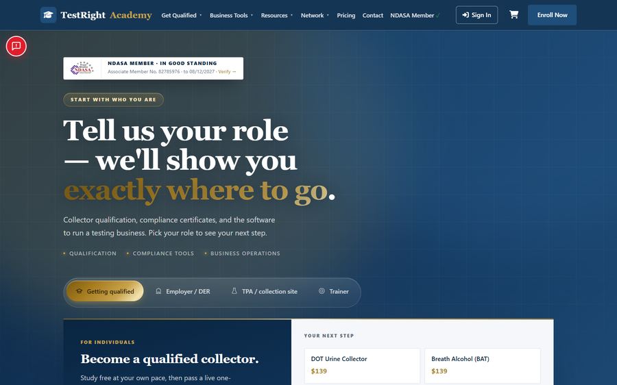 TestRight Academy website